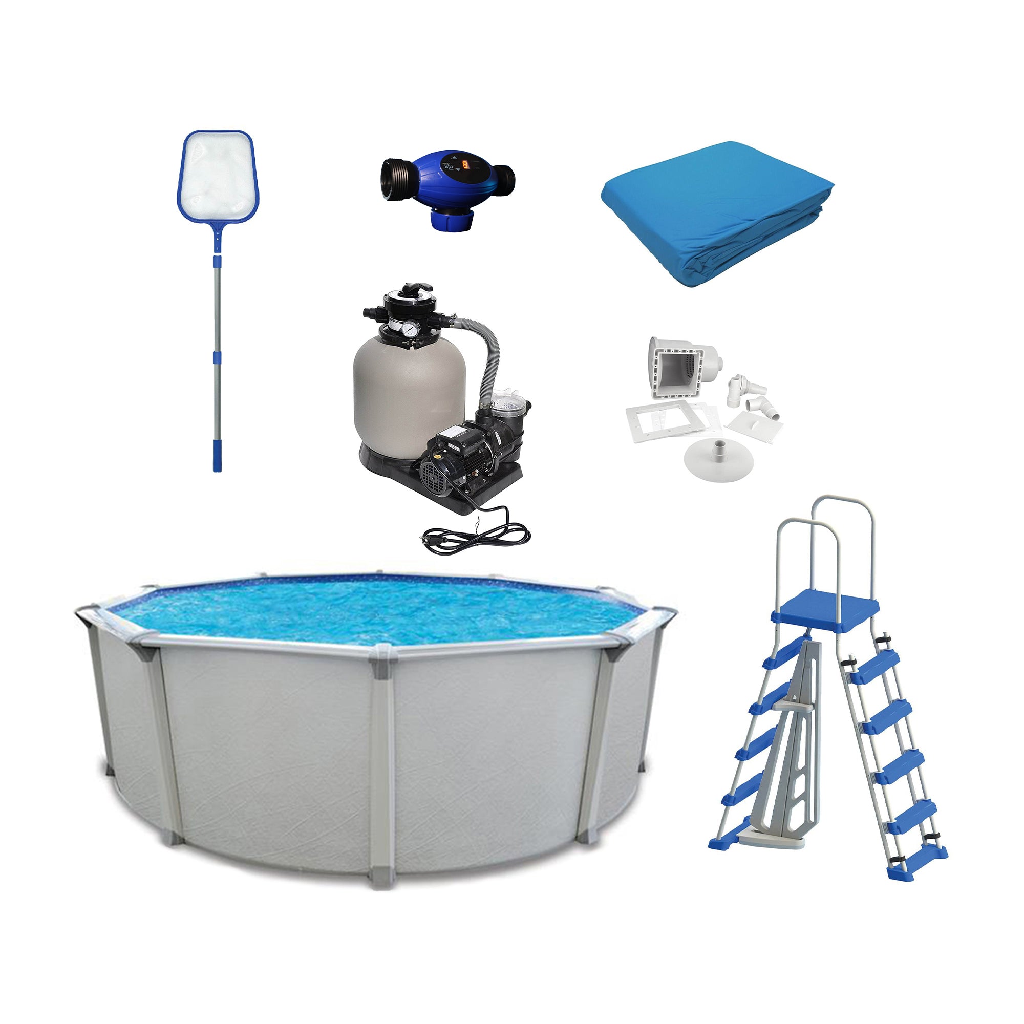 Aquarian Fuzion Series 21 Ft x 52 In Pool Kit w/ Main Access Ultra Blu System