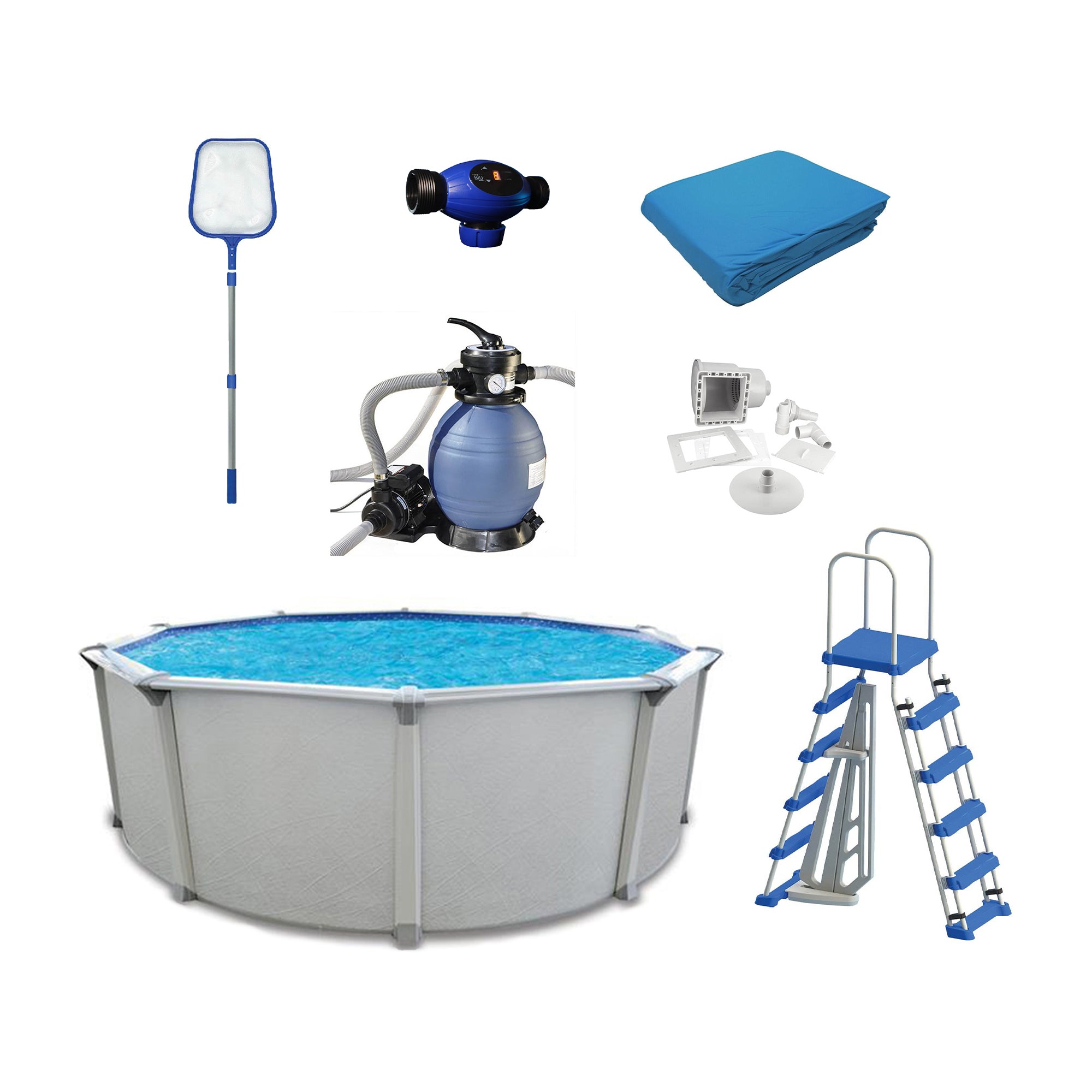 Aquarian Fuzion Series 18 Ft x 52 In Pool Kit w/ Main Access Ultra Blu System - VMInnovations