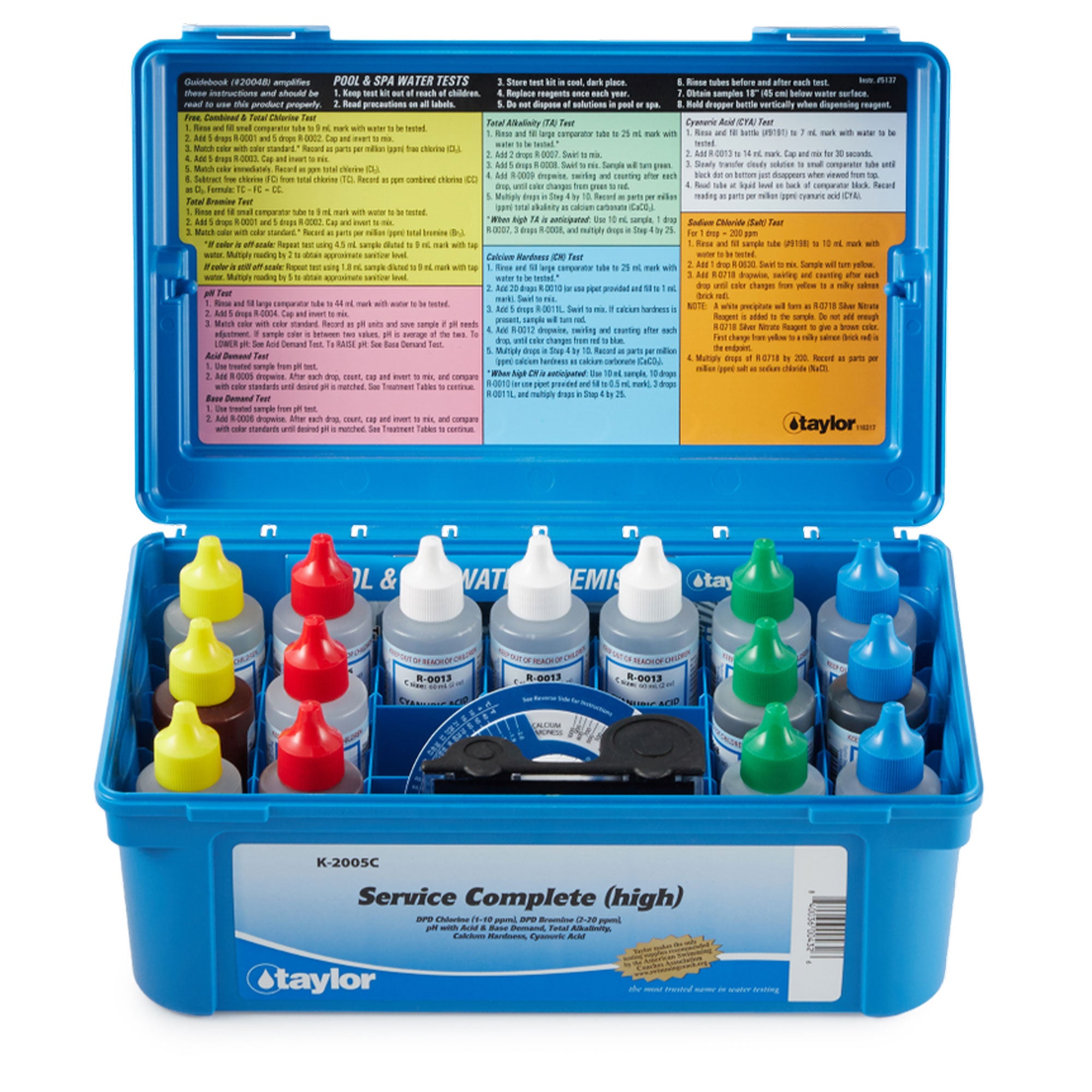 Taylor K-2005C 2000 Service Complete Swimming Pool Bromine Chlorine pH Test Kit - VMInnovations