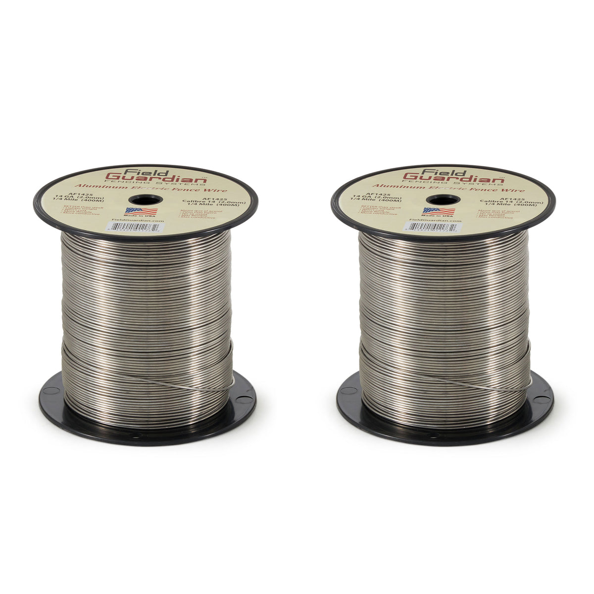 Field Guardian AF1425 14 Gauge Aluminum Wire, Silver, 0.25 Mile Spool (2 Pack)