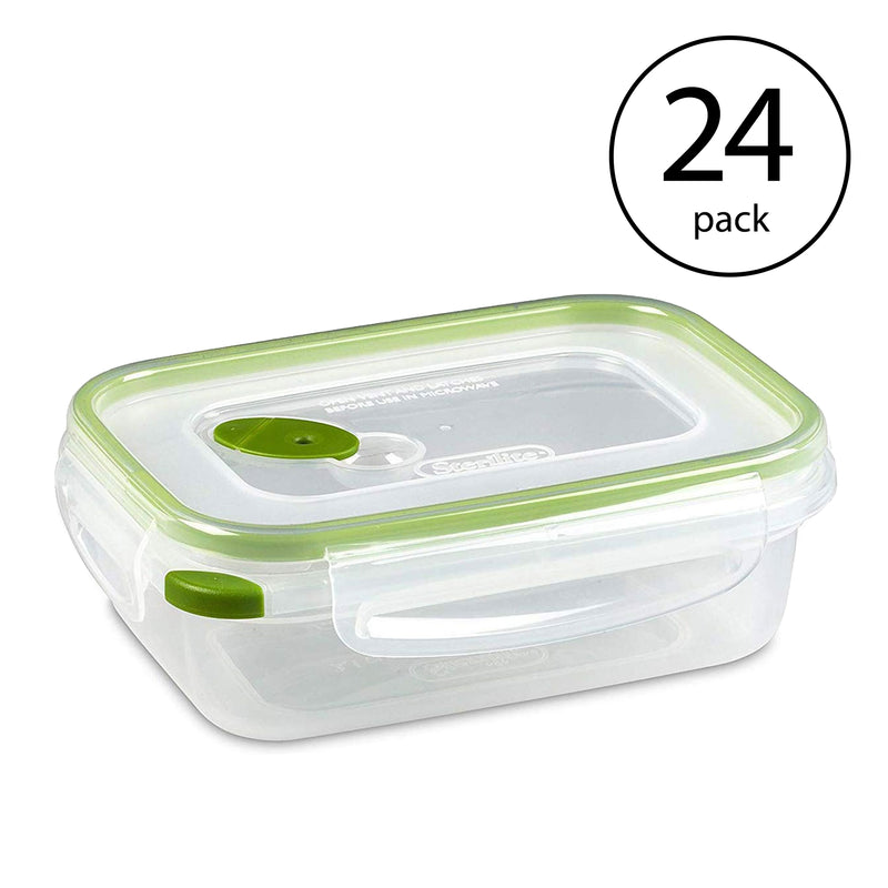 Sterilite 3.1 Cup Rectangular UltraSeal Food Storage Container, Green (24 Pack)
