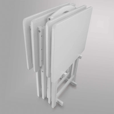 Casual Home Solid Wood Folding Tray Table with Storage Stand, 4 Piece Set (Used) - VMInnovations