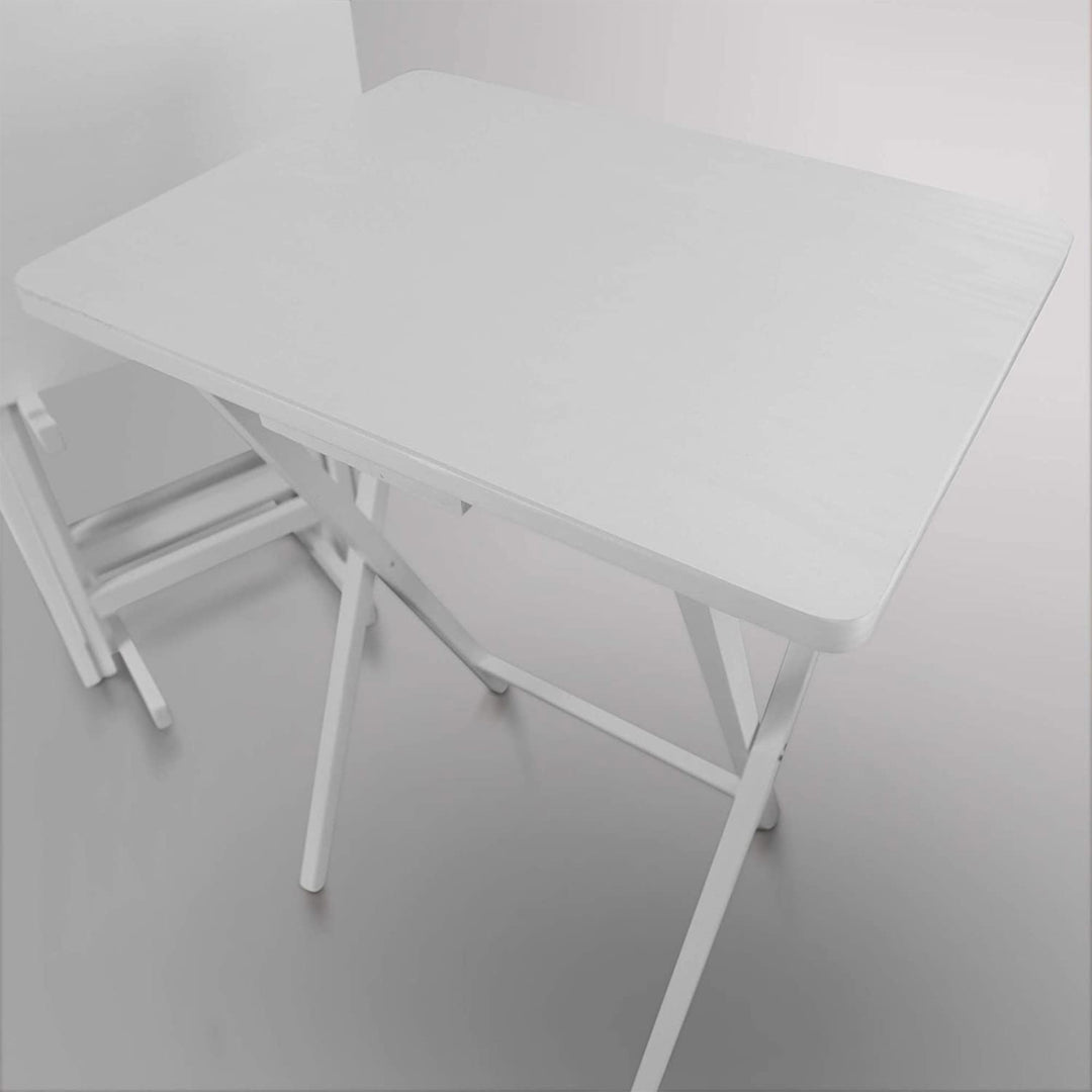 Casual Home Solid Wood Folding Tray Table with Storage Stand, 4 Pc (Open Box) - VMInnovations