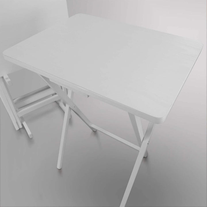 Casual Home Solid Wood Folding Tray Table with Storage Stand, 4 Pc (Open Box) - VMInnovations