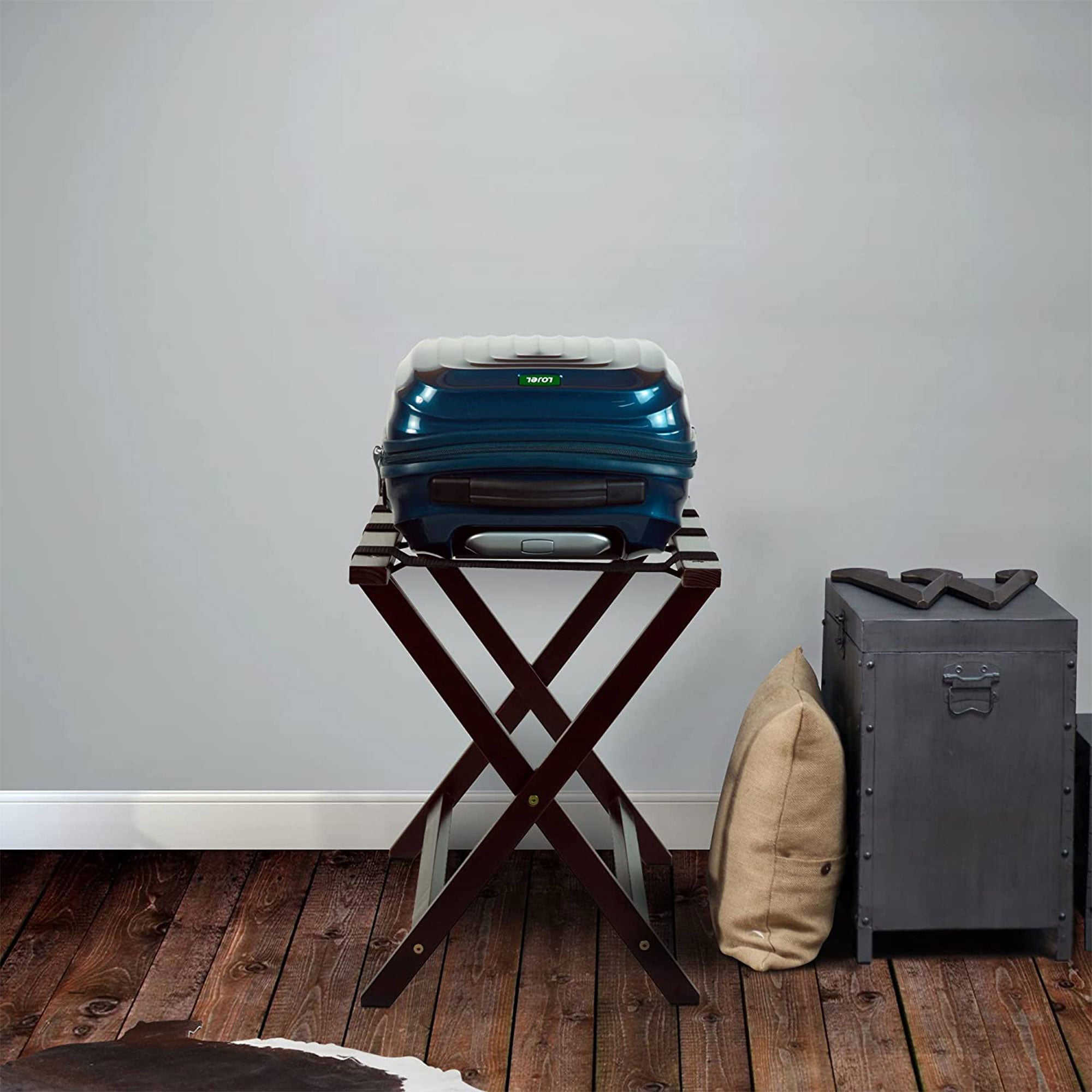 Casual Home 30 Inch Wide Heavy Duty Extra Wide Foldable Luggage Rack, Espresso