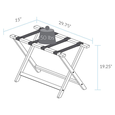 Casual Home 30 Inch Wide Heavy Duty Extra Wide Foldable Luggage Rack, Espresso