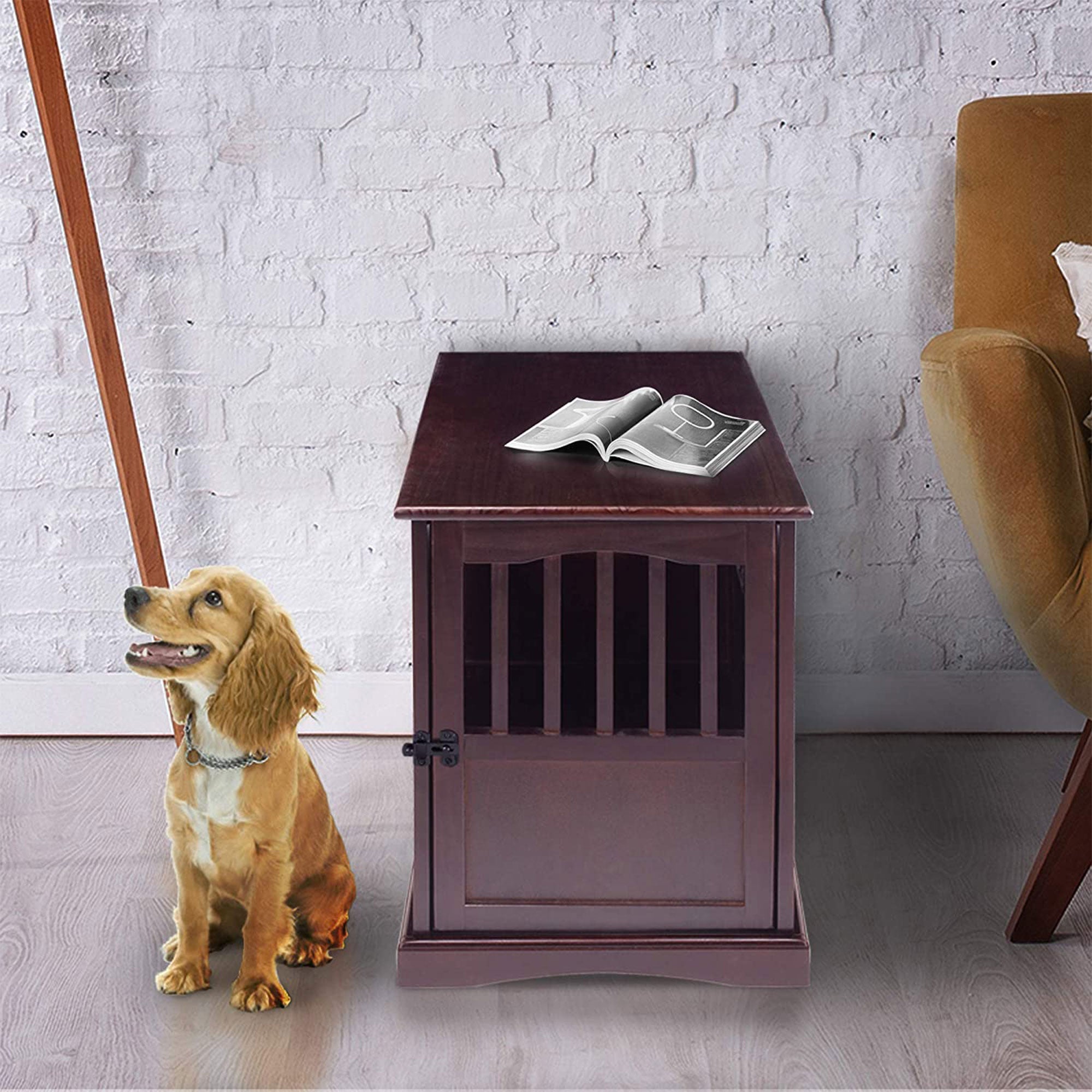 Casual Home Medium Wooden Pet Crate Dog House End Table Night Stand (Open Box) - VMInnovations