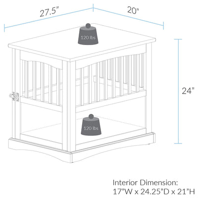 Casual Home Medium Wooden Pet Crate Dog House End Table Night Stand (Open Box) - VMInnovations
