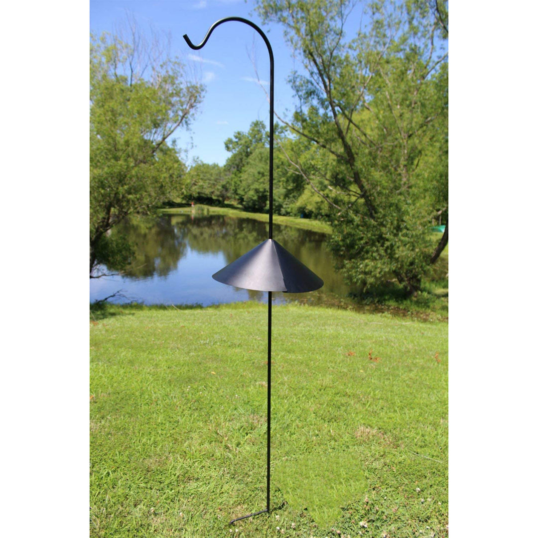 Ashman 92 Inch Shepherd's Hook Premium Metal Garden Plant Hanger, Black (3 Pack)