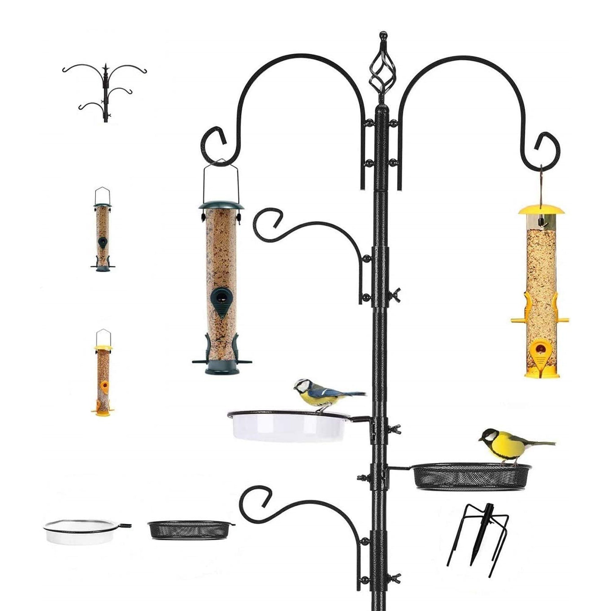 Ashman Deluxe Bird Station and Birdbath Kit w/ 2 Feeders, 92" Tall, 2 Sided Hook
