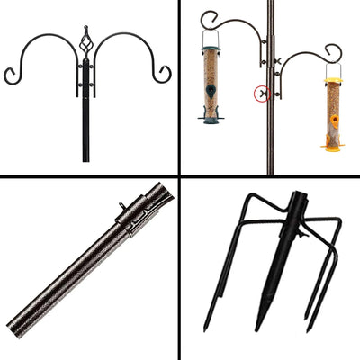 Ashman Deluxe Bird Station and Birdbath Kit w/ 2 Feeders, 92" Tall, 2 Sided Hook