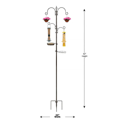 Ashman Deluxe Bird Station and Birdbath Kit w/ 2 Feeders, 92" Tall, 2 Sided Hook