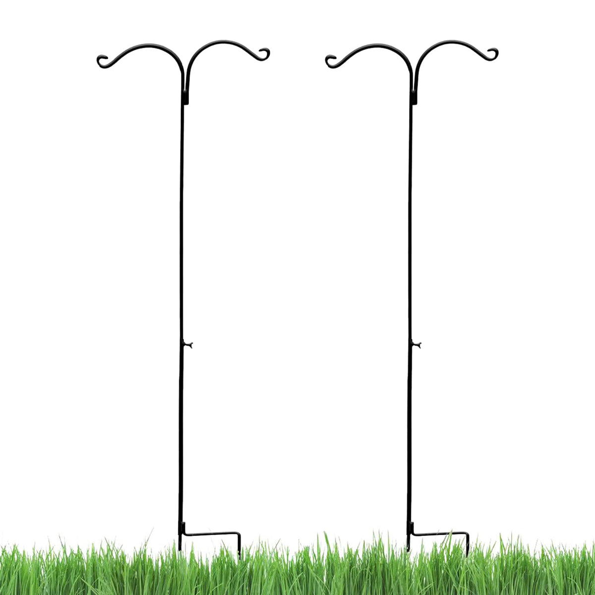 Ashman Premium Steel Shepherd's Hook 65 Inch 2 Sided, Black, 2 Pack (Open Box)