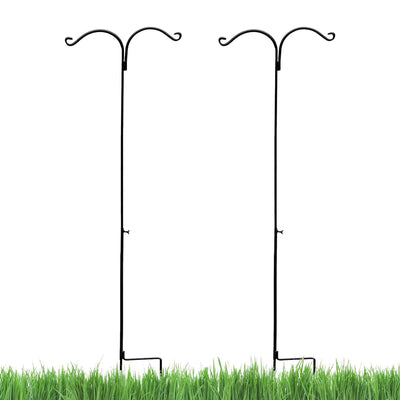 Ashman Premium Steel Shepherd's Hook 65 Inch 2 Sided, Black, 2 Pack (Open Box)