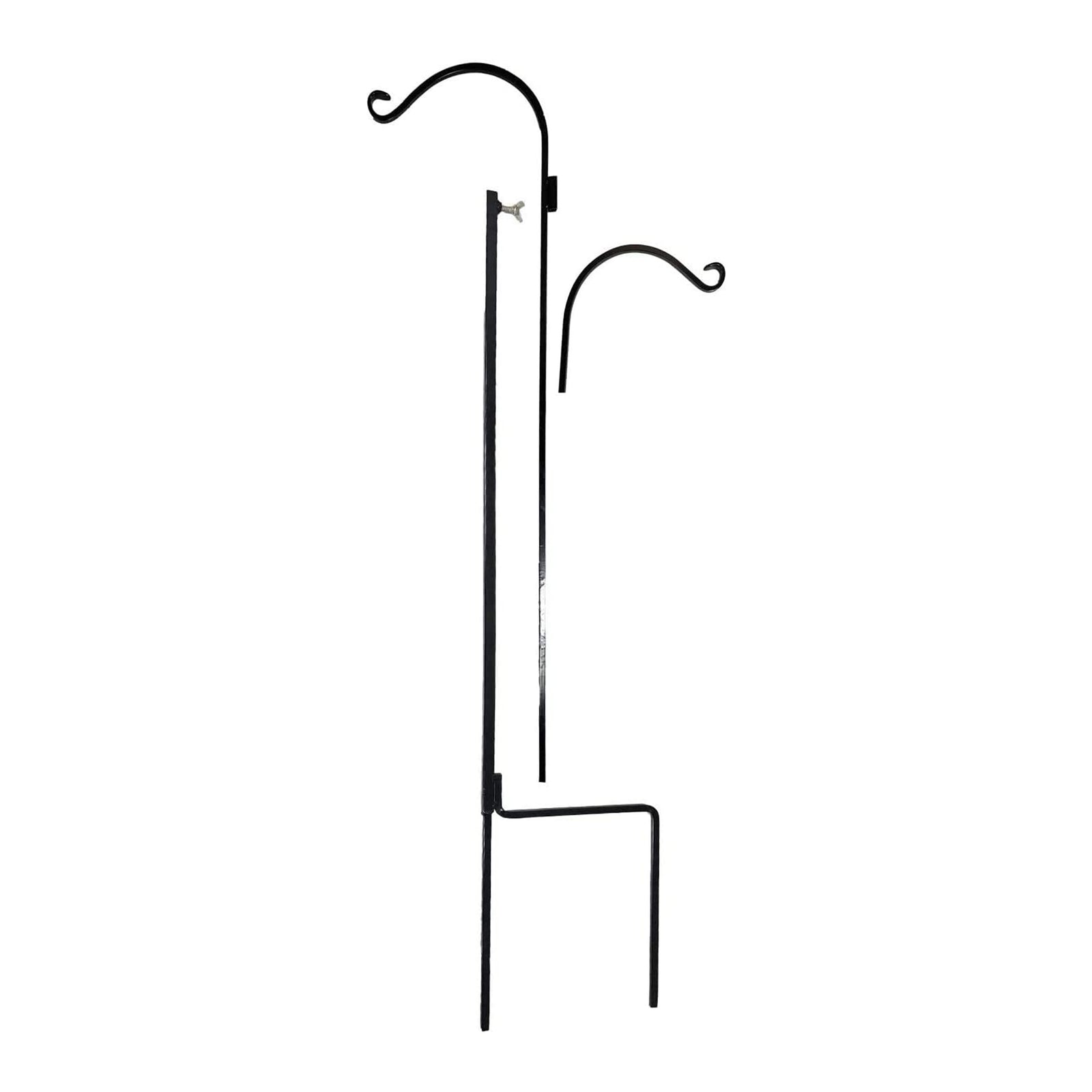 Ashman Premium Steel Ground Stake Shepherd's Hook 65 Inch 2 Sided, Black, 2 Pack - VMInnovations
