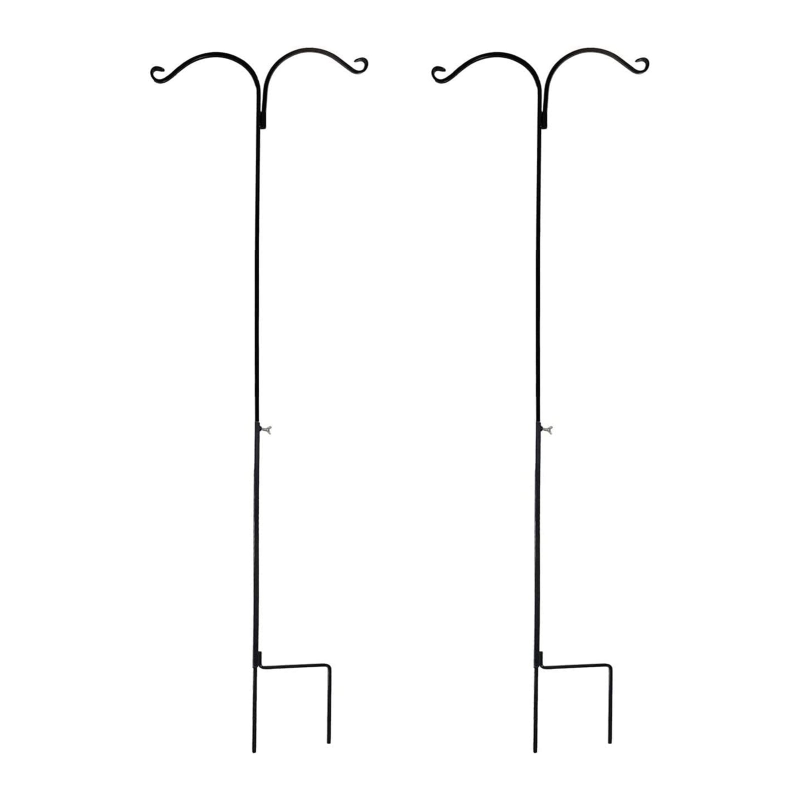 Ashman Premium Steel Ground Stake Shepherd's Hook 65 Inch 2 Sided, Black, 2 Pack - VMInnovations