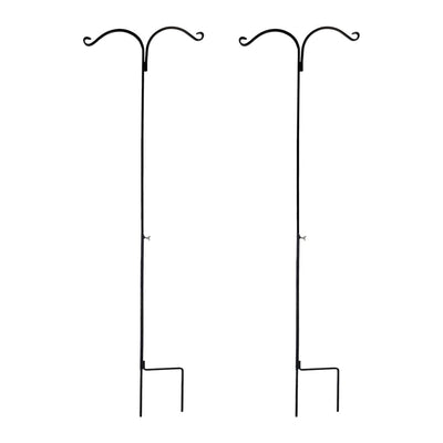 Ashman Premium Steel Shepherd's Hook 65 Inch 2 Sided, Black, 2 Pack (Open Box)