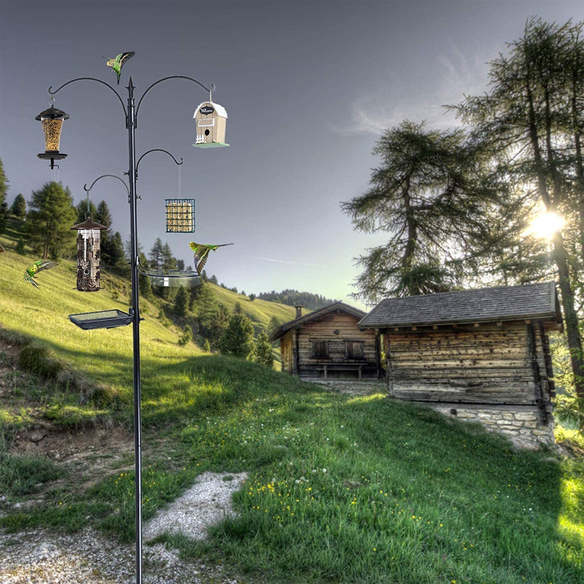 Ashman Premium Bird Feeding and Birdbath Kit, 92 Inch Tall, 4 Hook (Open Box)