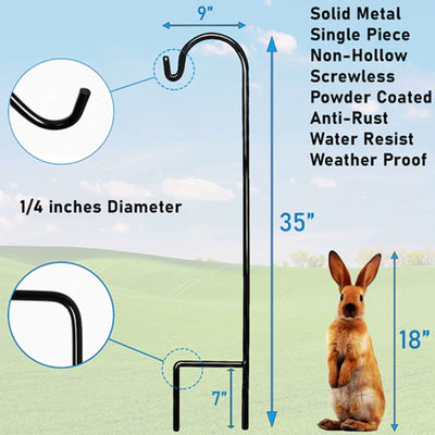 Ashman 35 Inch Shepherd's Hook Premium Metal Garden Plant Decor Hanger (Used)