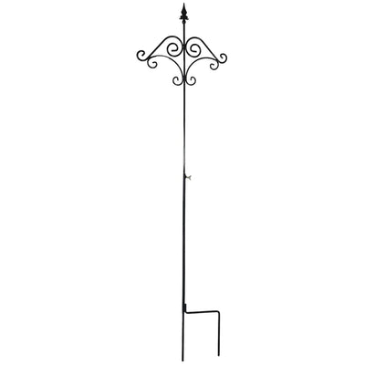 91 Inch Shepard's Hook Floral Design Steel Ground Stake Plant Hanger(For Parts)