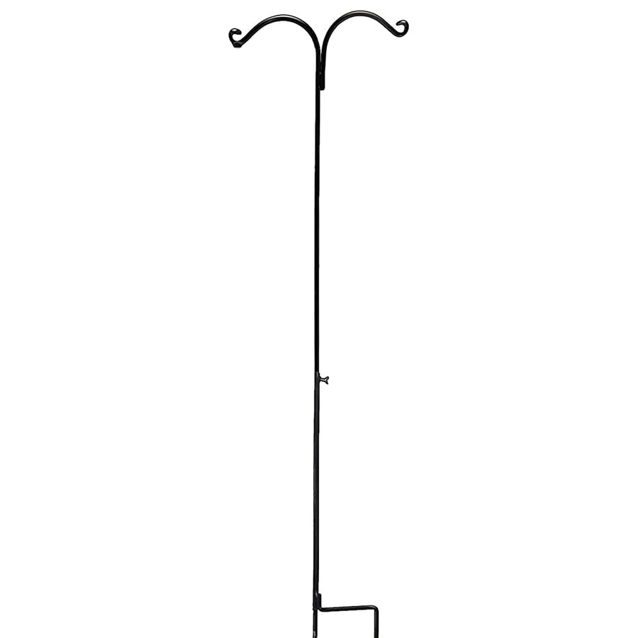 Ashman Adjustable Steel Ground Stake Shepherd's Hook 91 Inch 2 Sided, Black - VMInnovations