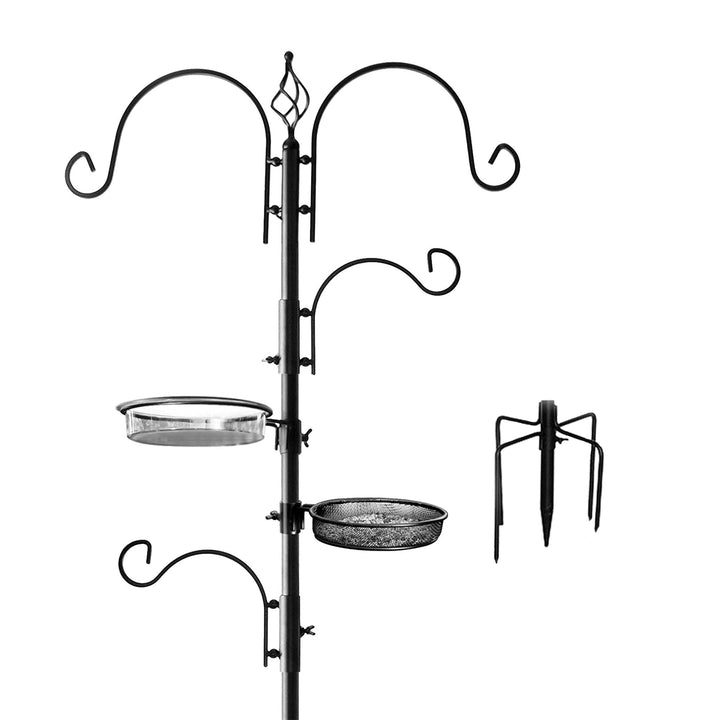 Deluxe Bird Feeding Station and Birdbath Kit, 92 Inch Tall, 4 Sided Hook (Used)