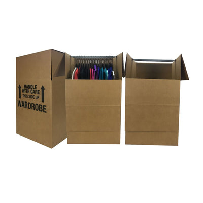 uBoxes Shorty Wardrobe Boxes 20 x 20 x 34 Inch Boxes with Hanging Bars, 3 Pack