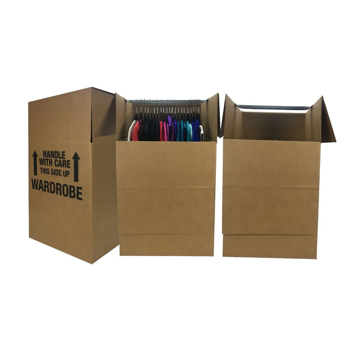 uBoxes Shorty Wardrobe Boxes 20 x 20 x 34 Inch Boxes w/ Hanging Bars, 3Pk(Used)