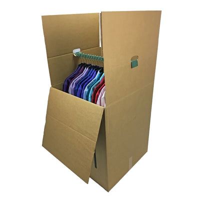 uBoxes Shorty Wardrobe Boxes 20 x 20 x 34 Inch Boxes w/ Hanging Bars, 3Pk(Used)