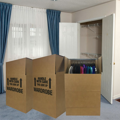 uBoxes Shorty Wardrobe Boxes 20x20x34" Boxes w/ Hanging Bars, 3 Pack (Open Box)
