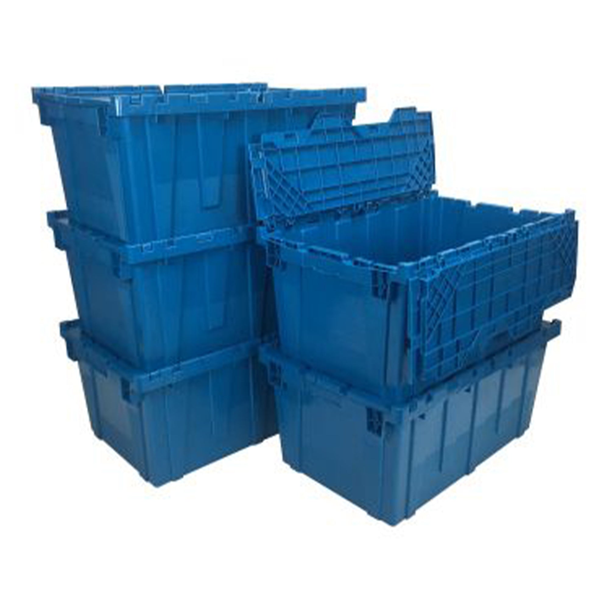 uBoxes Plastic Storage & Packing Stackable Crates, Blue, 5 Pack (Open Box)