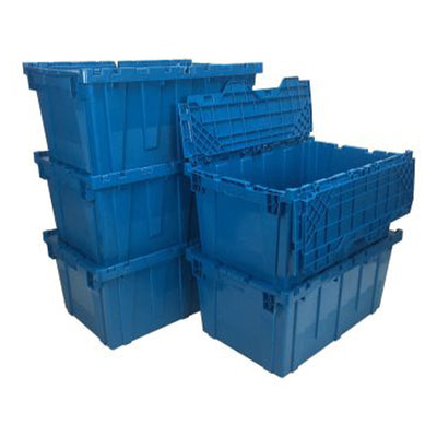 uBoxes Plastic Storage & Packing Stackable Crates, Blue, 5 Pack (Open Box)