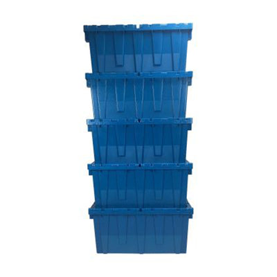 uBoxes Plastic Storage & Packing Stackable Crates, Blue, 5 Pack (Open Box)