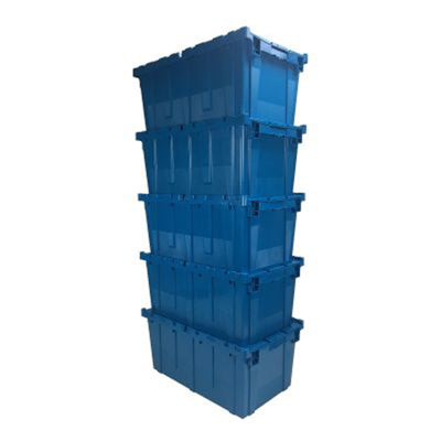 uBoxes Plastic Storage & Packing Stackable Crates, Blue, 5 Pack (Open Box)