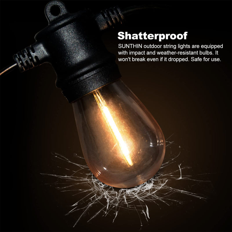 Banord LED 48 Foot 1 Watt String Lights, 16 Shatterproof Bulbs (Open Box)