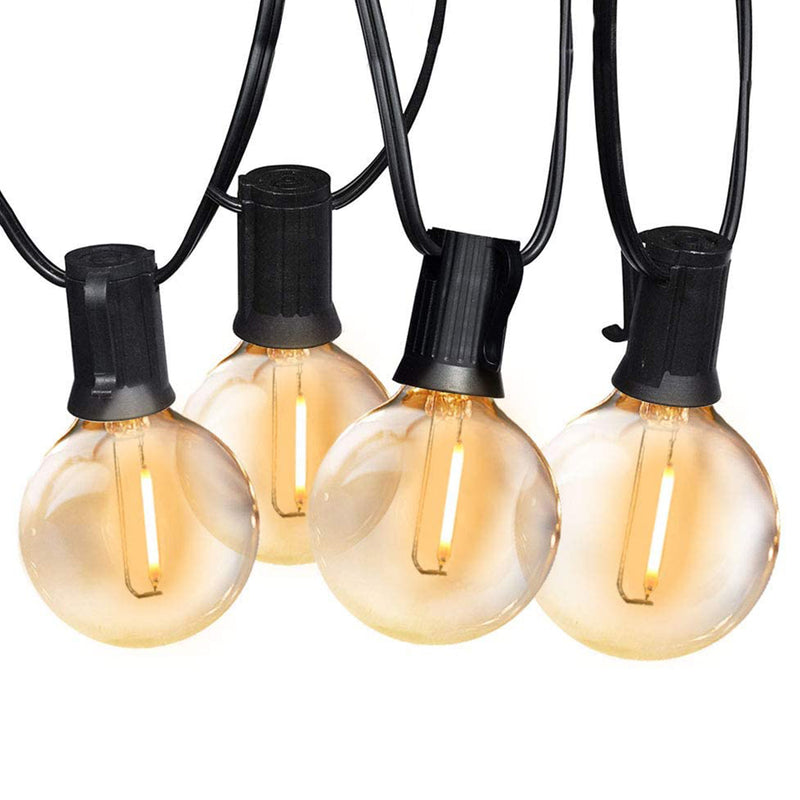 Banord LED 48 Foot 1 Watt String Lights, 25 Shatterproof Outdoor Bulbs (2 Pack)