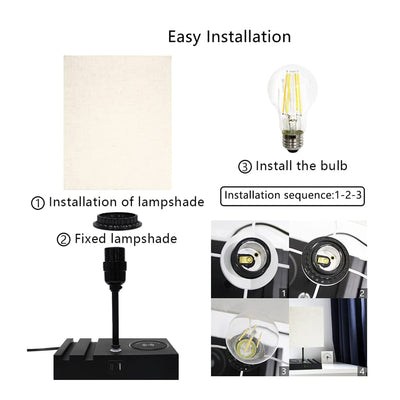 Banord 16 Inch LED Table Lamp with 3 Brightness Levels and USB Port (2 Pack)