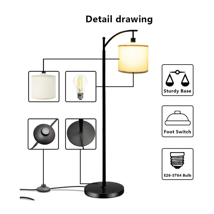 Banord 58in LED Standing Floor Lamp w/ 6W 3000K LED Bulb for Any Room (Open Box)