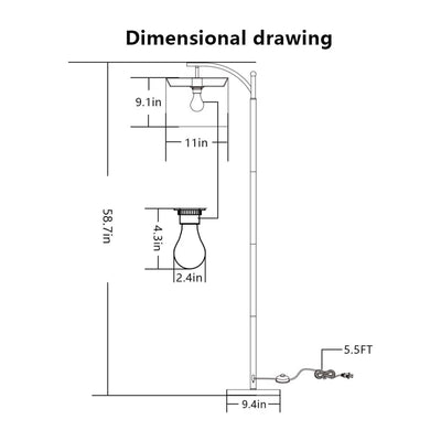 Banord 58.7 Inch LED Standing Floor Lamp w/ 6W 3000K LED Bulb for Any Room(Used) - VMInnovations