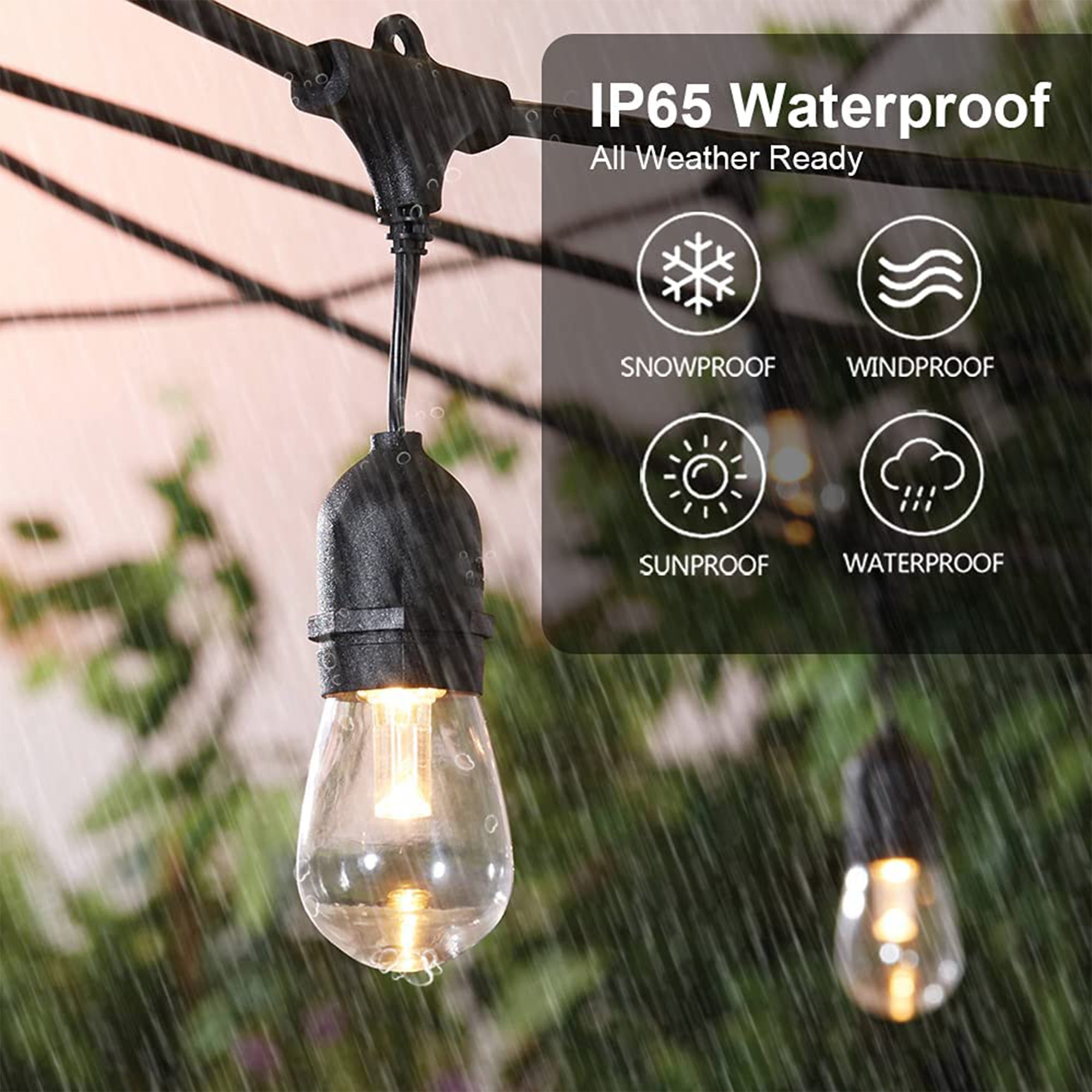 Banord LED 48 Foot 2 Watt String Lights, 17 Shatterproof Bulbs (For Parts) - VMInnovations