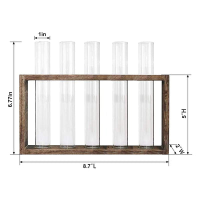 Banord Desktop Wall Hanging Glass Terrarium Planter w/ 5 Test Tubes & Wood Stand
