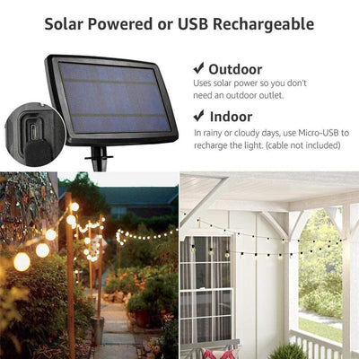 Banord LED 27 Foot Solar String Lights, 13 Shatterproof Bulbs for Outdoor Use