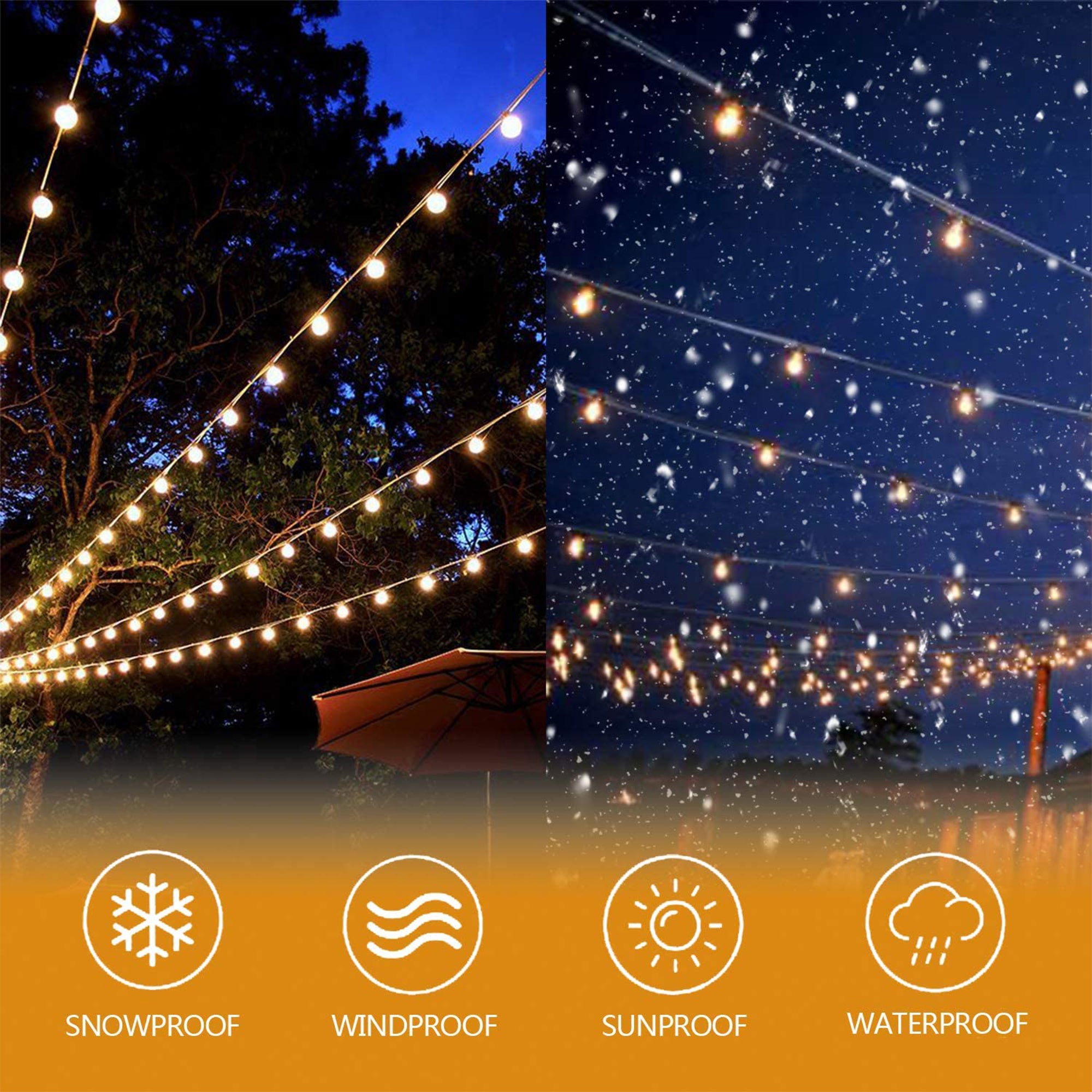 Banord LED 50 Foot String Lights, Edison Style Bulbs for Outdoor Use (Used)