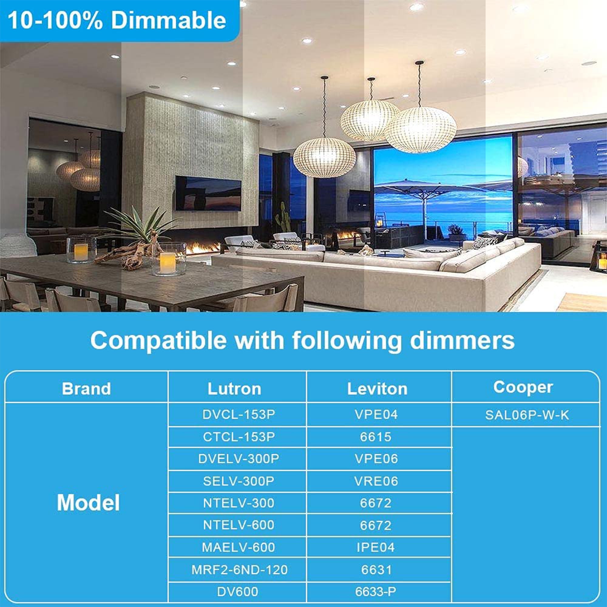 5CCT Recessed Lighting, 6in Flush Mount Dimmable Ceiling Light (6 Pack) (Used) - VMInnovations