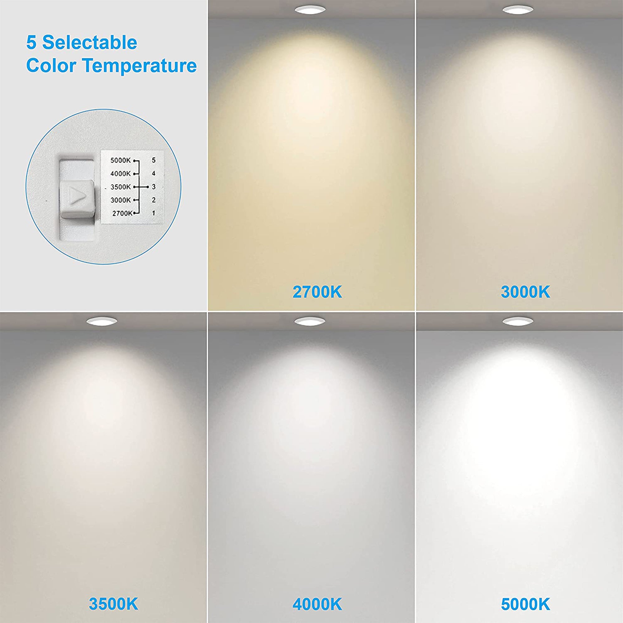 5CCT Recessed Lighting, 6in Flush Mount Dimmable Ceiling Light (6 Pack) (Used) - VMInnovations