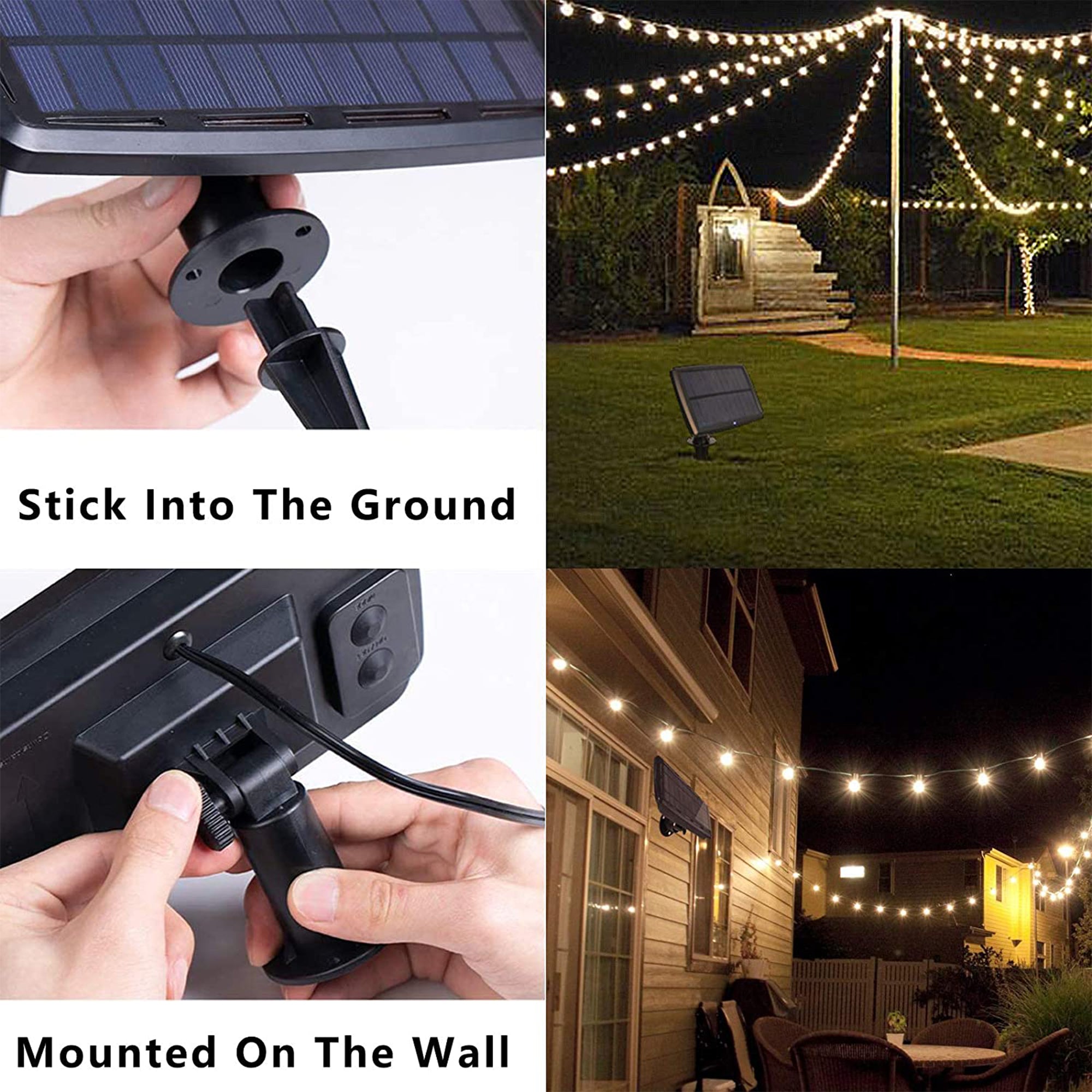 Banord LED 97 Foot Outdoor Solar String Lights, 43 Shatterproof Bulbs, (2 Pack)