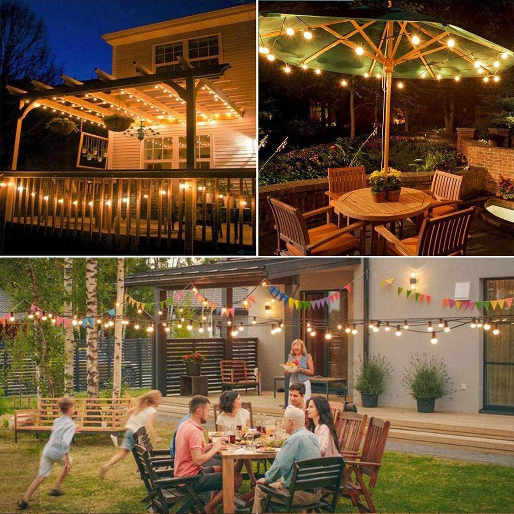 Banord LED 97 Foot Outdoor Solar String Lights, 43 Shatterproof Bulbs, (3 Pack)