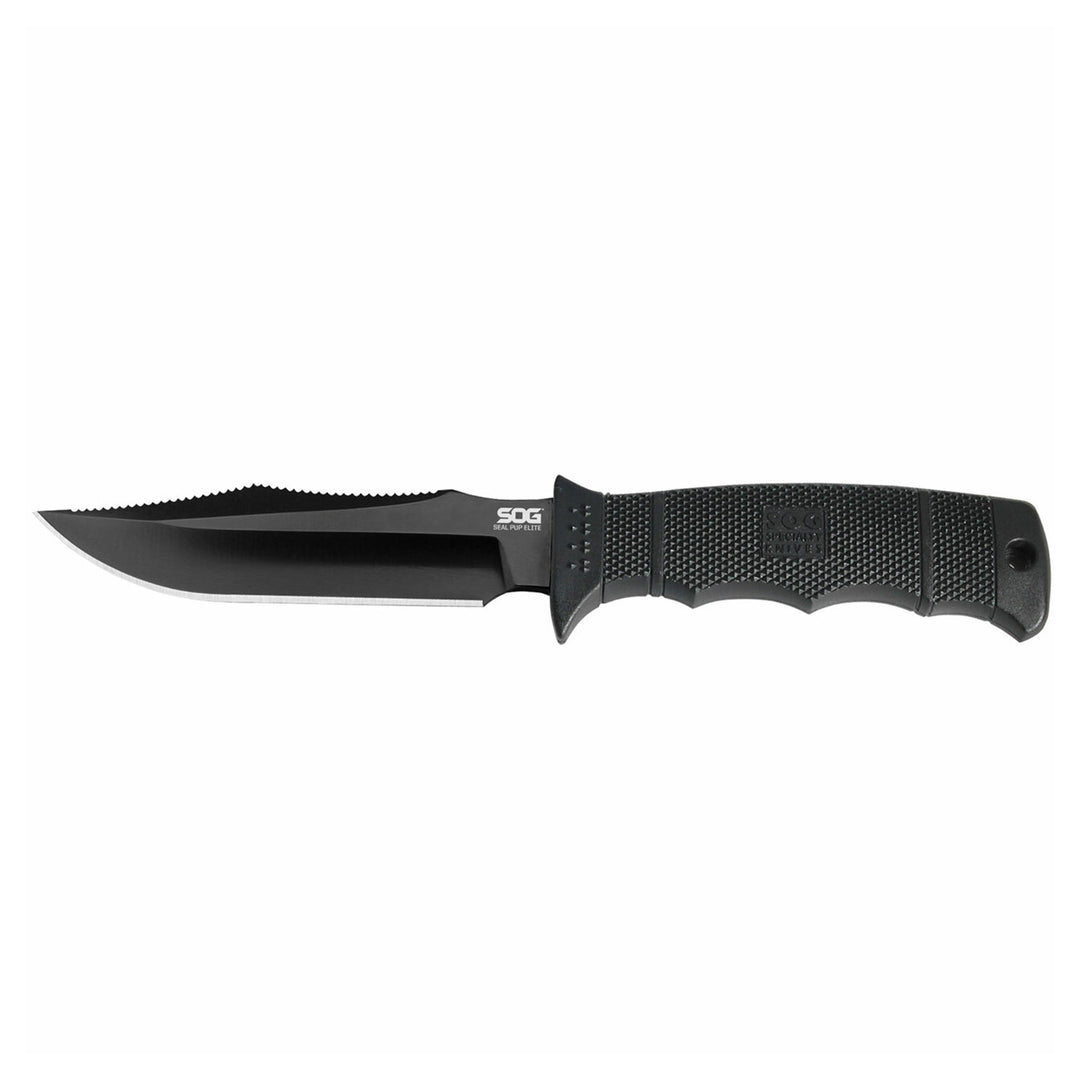 SOG Seal Pup Elite 4.85 Inch Survival Tactical Knife w/ Kydex Sheath, Black TiNi