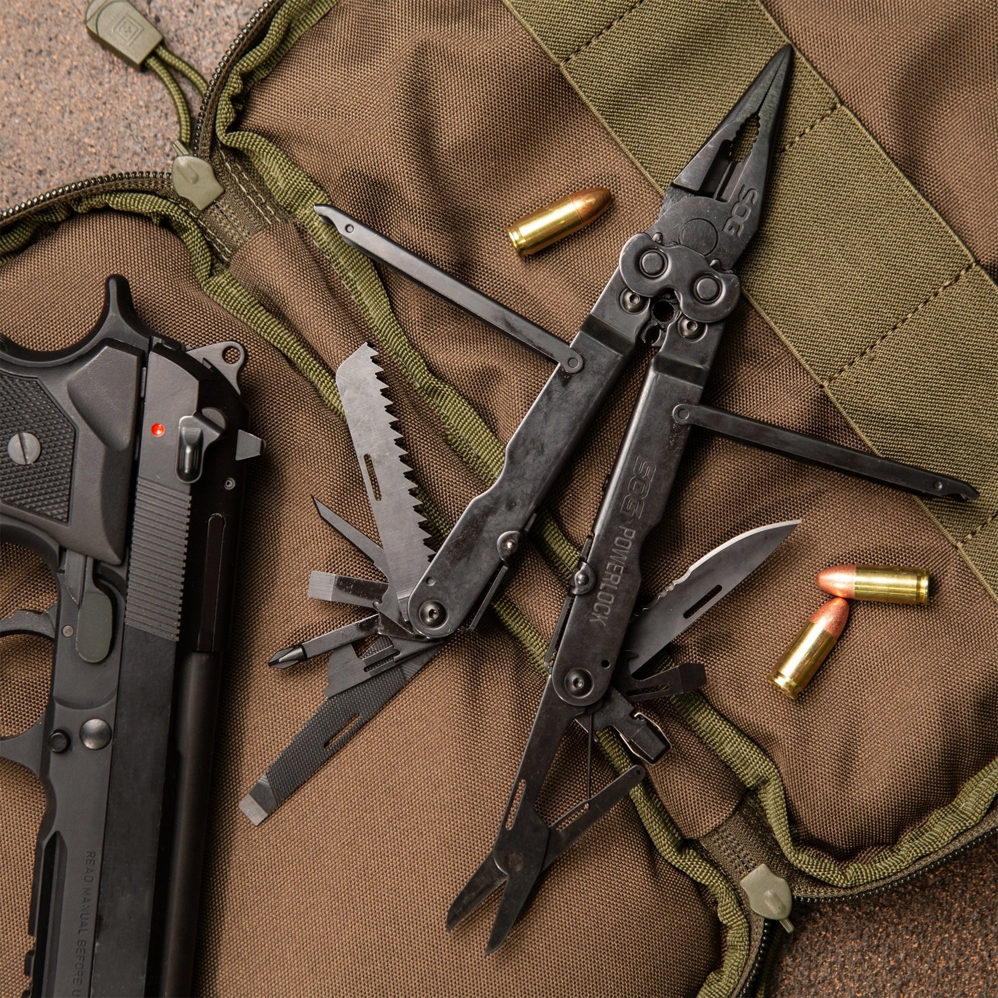 SOG PowerLock Stainless Steel Folding Knife 18 Tool Multi Tool Pliers (Open Box) - VMInnovations
