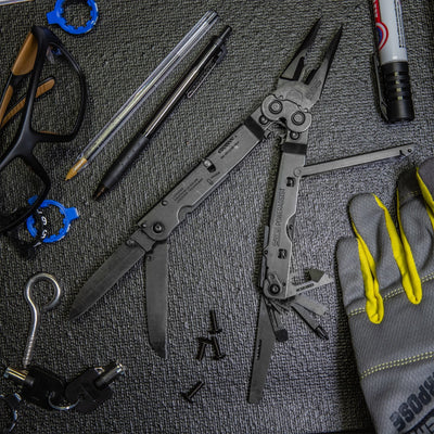 SOG Power Assist Stainless Steel Folding Knife 16 Attachment Multi Tool, Black - VMInnovations